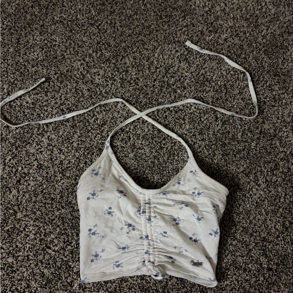 White floral halter top